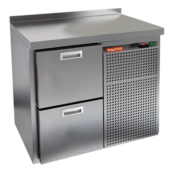 Холодильный стол HICOLD GN 2 BR2 BT, бок, 2 ящика (-18...-10°С)